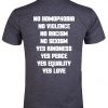 No homophobia no violence shirt back