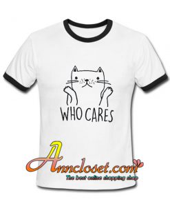 Who Cares Cat Ringer Shirt