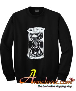 90s Grunge Gothic Vintage Hourglass Skull Black sweatshirt