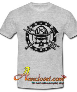 Firefighter T-Shirt, fireman t shirt, firemen skull crossbones tee shirt