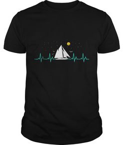 Sailboat sailing heartbeat boat T shirt