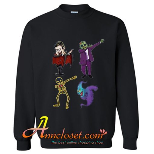 Dabbing Skeleton Monsters Dracula Ghost Halloween Sweatshirt At ...