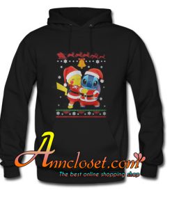Pikachu Hug Stitch Christmas Hoodie At