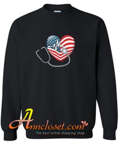 Giftamerican Flag Heart Nurse Style Sweatshirt At