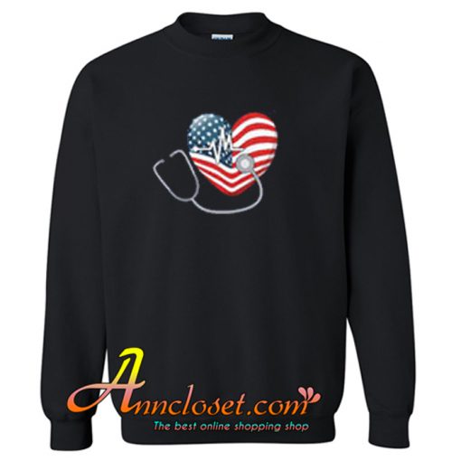 Giftamerican Flag Heart Nurse Style Sweatshirt At