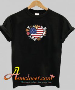 Heart Cat USA Style T Shirt At