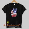 Fourth 4th of July Shirt American Flag Peace Sign Hand T-Shirt At