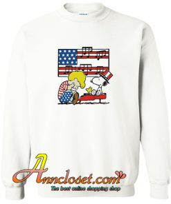Schroeder Playing Piano Woodstock and Snoopy 4th of July Sweatshirt At