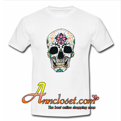 Funny Hippie Floral Skull Tee Shirt gift T-Shirt At