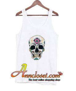 Funny Hippie Floral Skull Tee Shirt gift Tank Top At