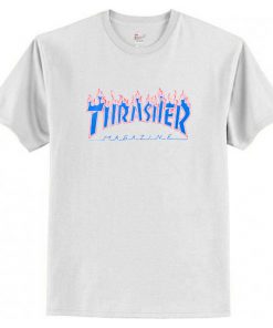 Thrasher Patriot Blue Flame T Shirt At