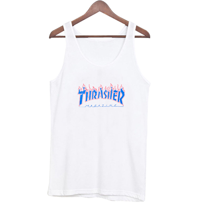 Thrasher Patriot Blue Flame Tank Top At
