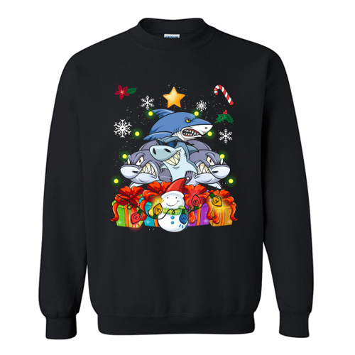 Funny Shark Christmas Tree Cute Decor Gift Xmas Presents Sweatshirt At