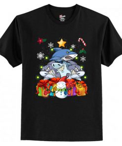 Funny Shark Christmas Tree Cute Decor Gift Xmas Presents T-Shirt At