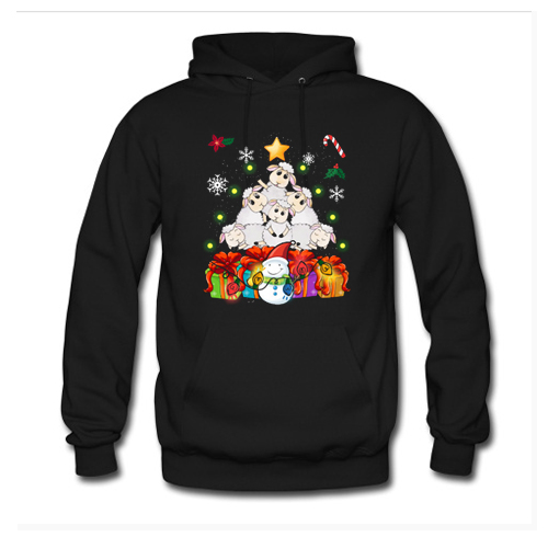 Funny Sheep Christmas Tree Cute Decor Gift Xmas Presents Hoodie At