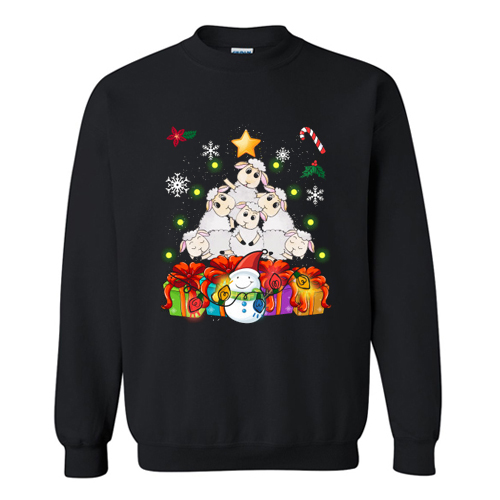 Funny Sheep Christmas Tree Cute Decor Gift Xmas Presents Sweatshirt At