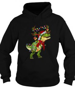 Dinosaur T Rex Reindeer Light Christmas Hoodie SFA