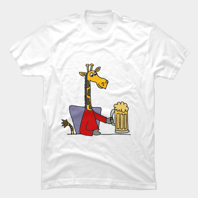 Giraffe Drinking Beer T Shirt SFA