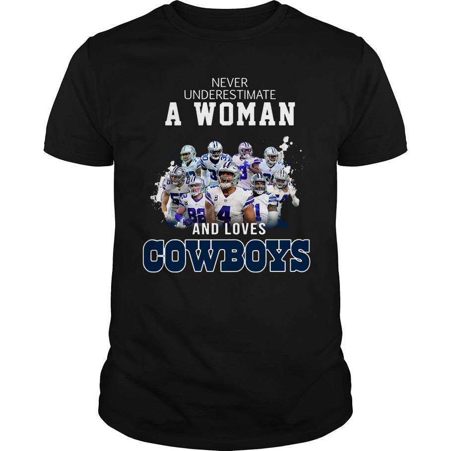 Never Underestimate A Woman And Loves Cowboys T Shirt SFA