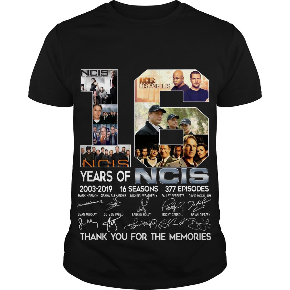 16 Years Of NCIS 2003 2019 Thank You For The Memories Signatures T Shirt SFA