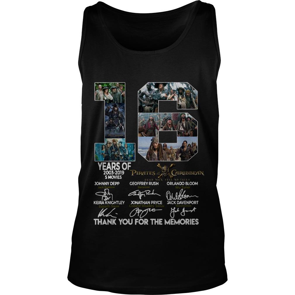 16 Years of Pirates Caribbean thank you for the memories signatures Tank Top SFA