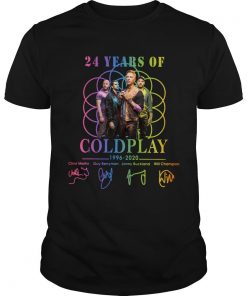 24 years of Coldplay 1996 2020 signature T shirt SFA