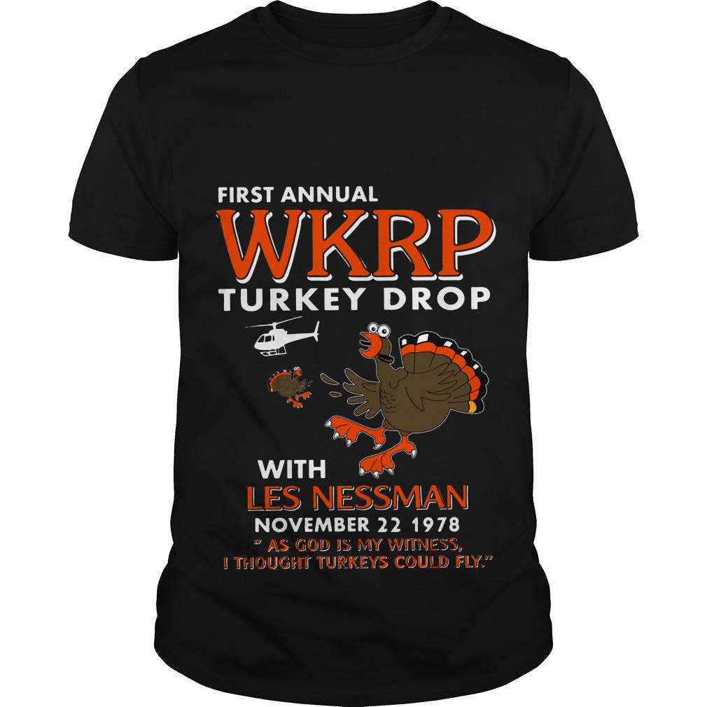 First Annual WKRP Turkey Drop With Les Nessman T shirt SFA