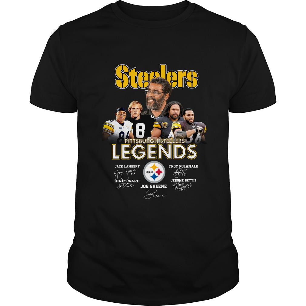 Pittsburgh Steelers Legends Jack Lambert Troy Polamalu Signatures T Shirt SFA