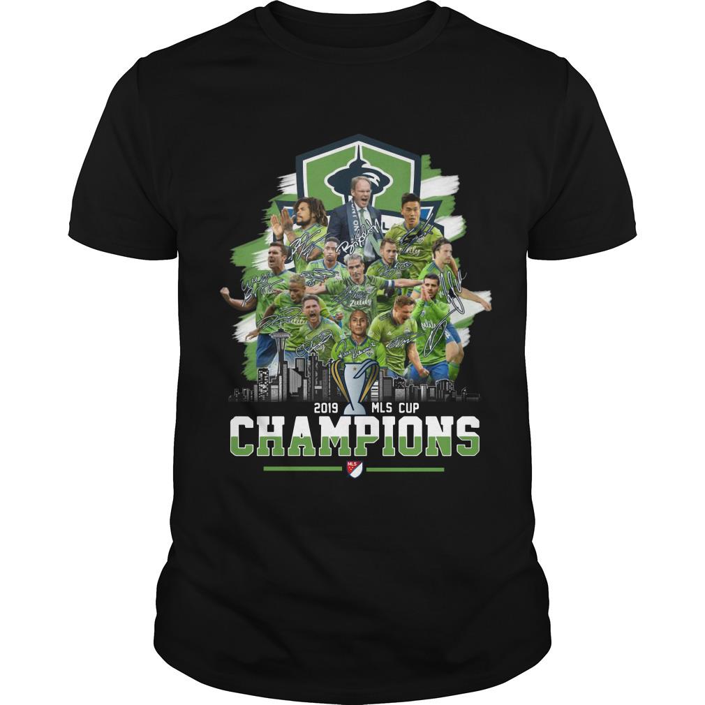 Seattle Sounders FC 2019 MLS Cup Champions signature T shirt SFA
