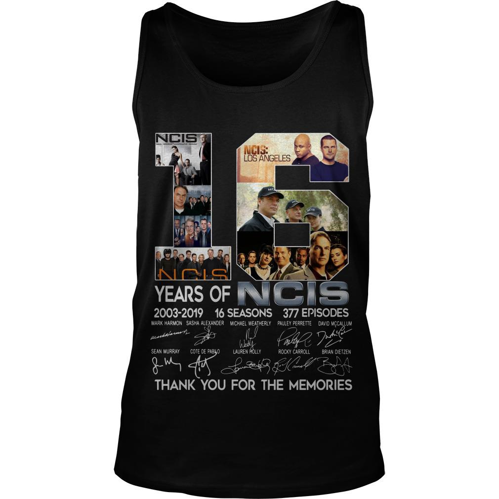 16 Years Of NCIS 2003 2019 Thank You For The Memories Signatures Tank Top SFA