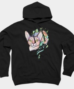 Abyssinian cat on floral background Hoodie SFA