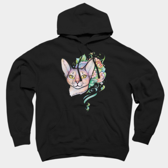 Abyssinian cat on floral background Hoodie SFA
