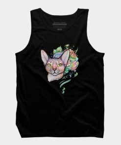 Abyssinian cat on floral background Tank Top SFA