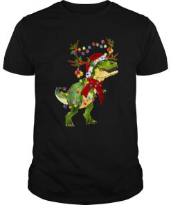 Dinosaur T Rex Reindeer Light Christmas T Shirt SFA