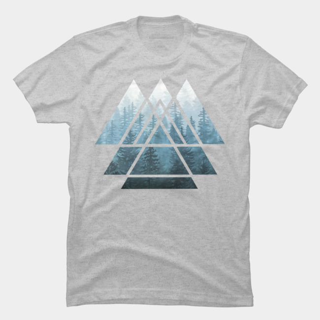 Sacred Geometry Triangles - Misty Forest T Shirt SFA