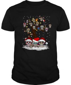 Santa Sugar Skull And Tree Christmas Light T Shirt SFA