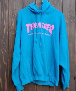 Thrasher Skateboard Magazine Blue Pink hoodie F07