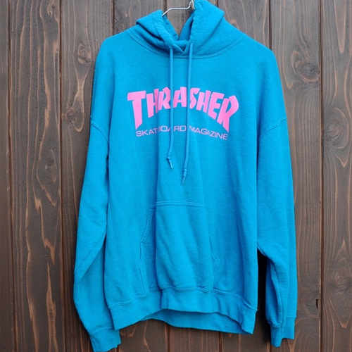 Thrasher Skateboard Magazine Blue Pink hoodie F07