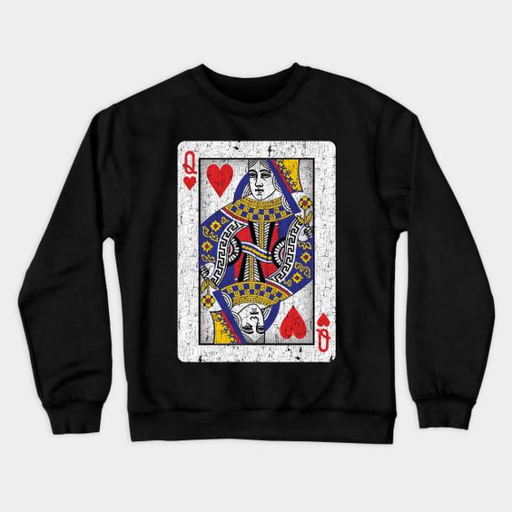 queen of hearts playing card sweatshirt F07