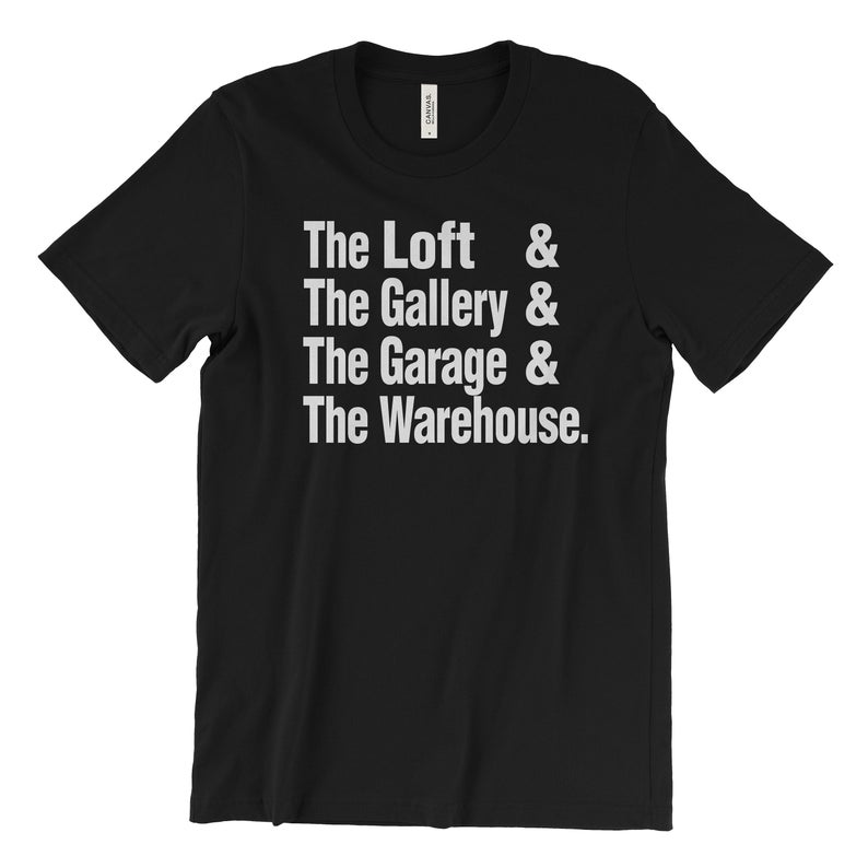 Disco nightclubs The Loft & Gallery Paradise Garage The Warehouse T-Shirt NA