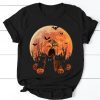 Black Cat Fluffy Cat Blood Moon Halloween T-shirt NA