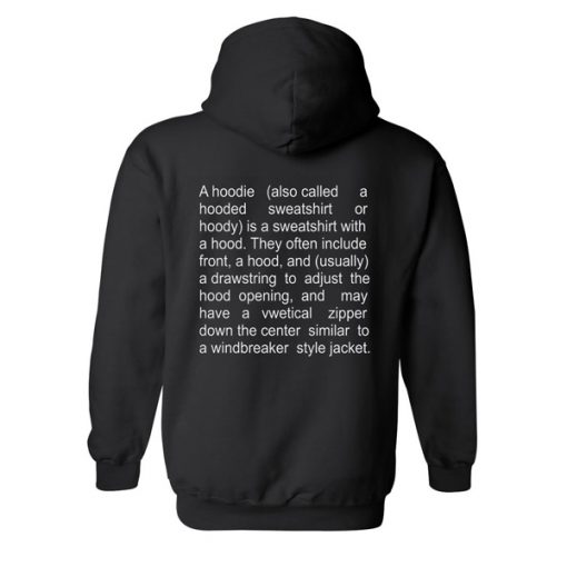 the description of a hoodie NA back